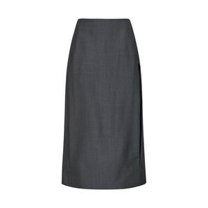 Jil Sander Women Fog Grey Wool Canvas Midi Skirt With Slits